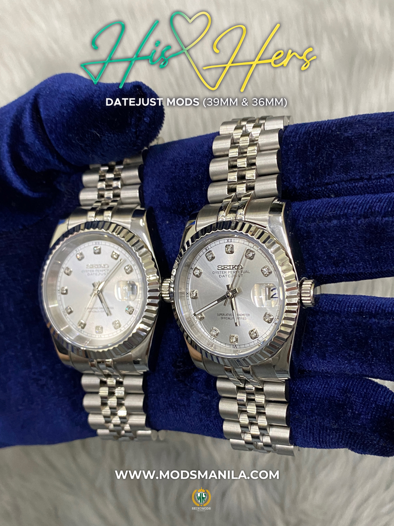 HIS&HERS WHITE DIAMOND DATEJUST FLUTED 36 & 39