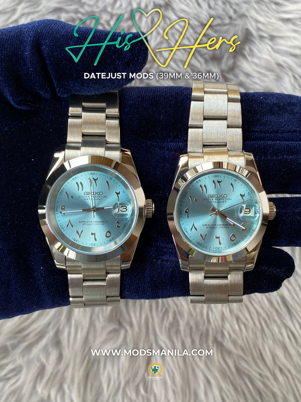 HIS&HERS TIFFANY ARABIC DATEJUST FLAT 36 & 39