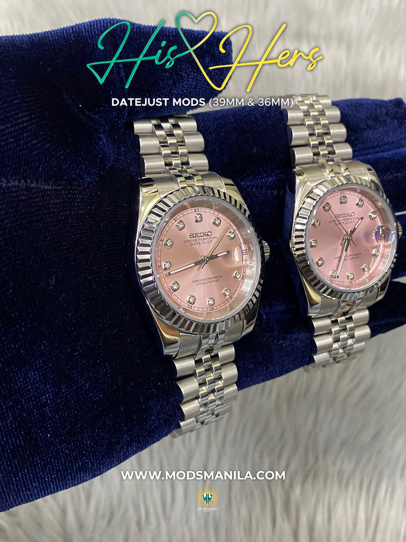 HIS&HERS PINK DIAMOND DATEJUST 36 & 39