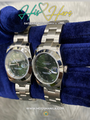 HIS&HER GREEN ARABIC DATEJUST FLAT 36 & 39