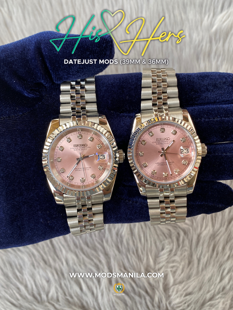 HIS&HERS PINK DIAMOND DATEJUST 36 & 39