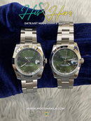 HIS&HER GREEN ARABIC DATEJUST FLAT 36 & 39