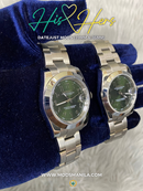 HIS&HER GREEN ARABIC DATEJUST FLAT 36 & 39