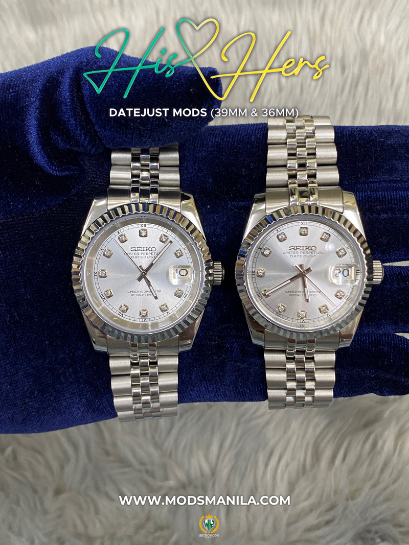 HIS&HERS WHITE DIAMOND DATEJUST FLUTED 36 & 39