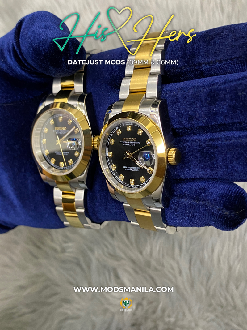 HIS&HERS BLACK GOLD DIAMOND DATEJUST FLAT 36 & 39