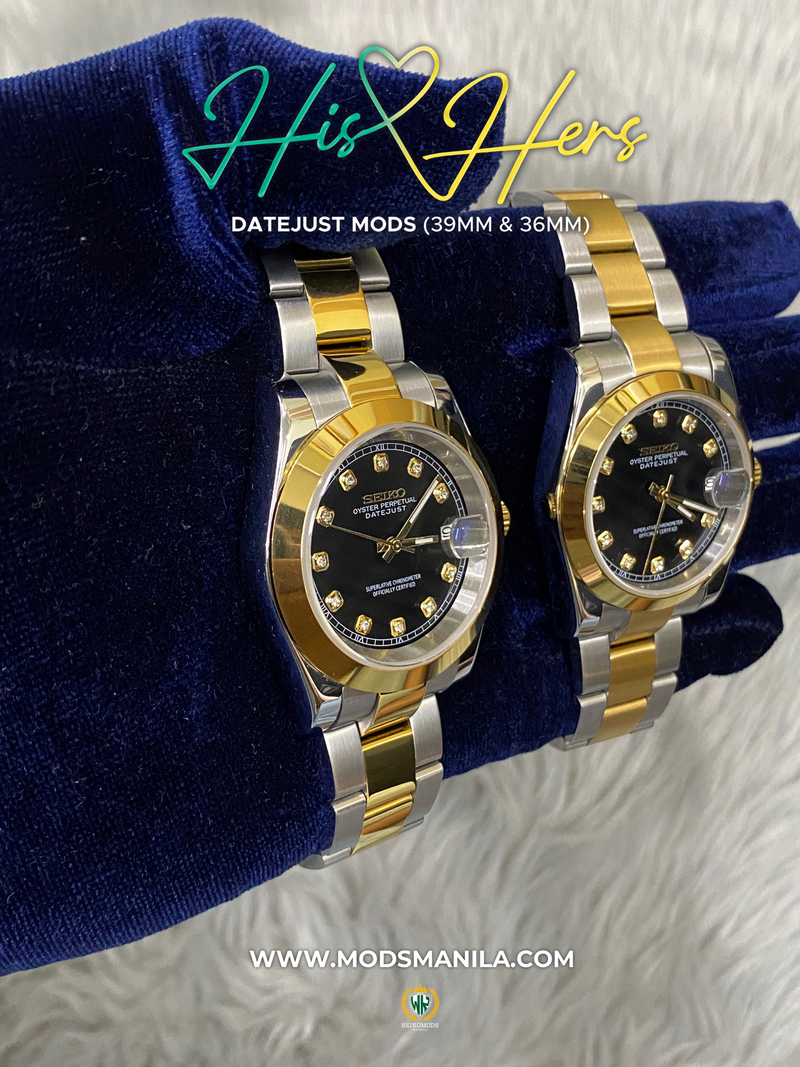 HIS&HERS BLACK GOLD DIAMOND DATEJUST FLAT 36 & 39