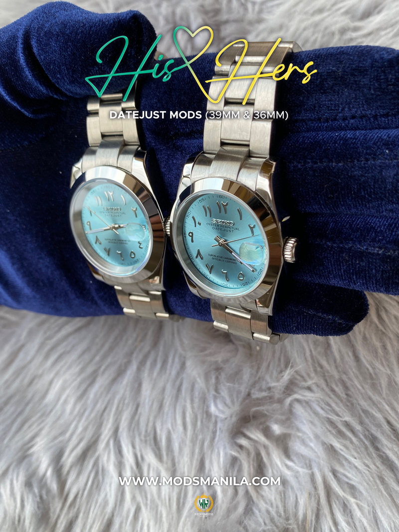 HIS&HERS TIFFANY ARABIC DATEJUST FLAT 36 & 39