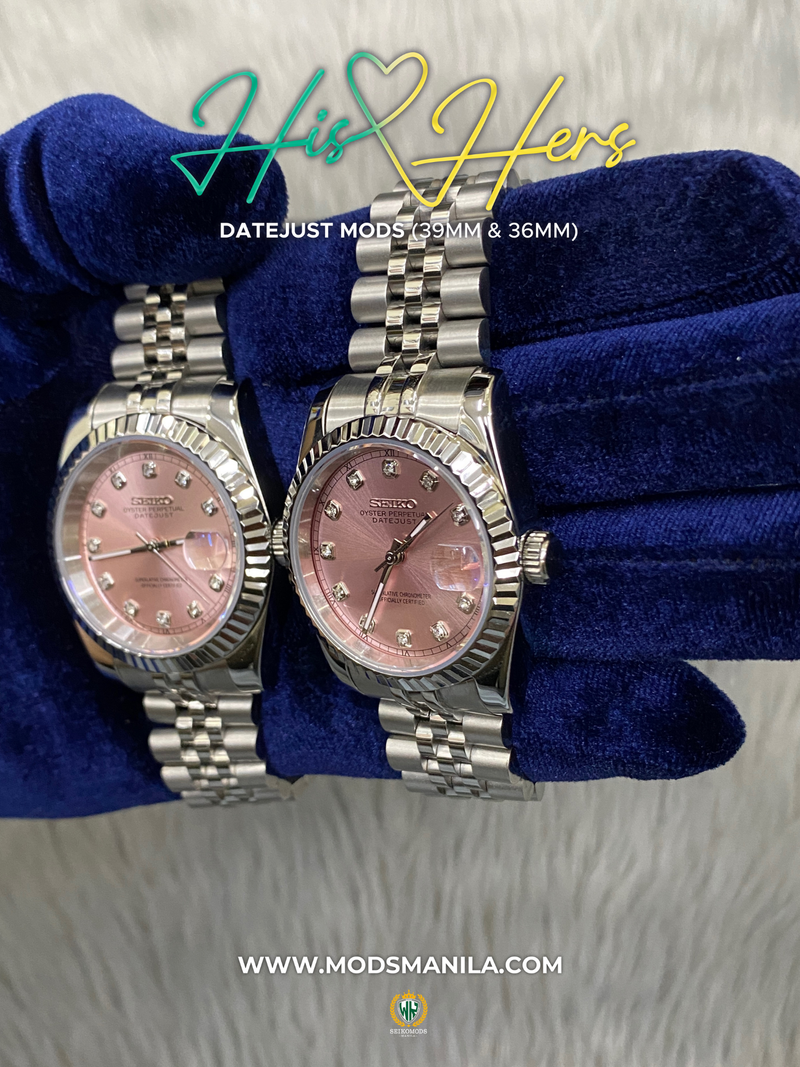 HIS&HERS PINK DIAMOND DATEJUST 36 & 39