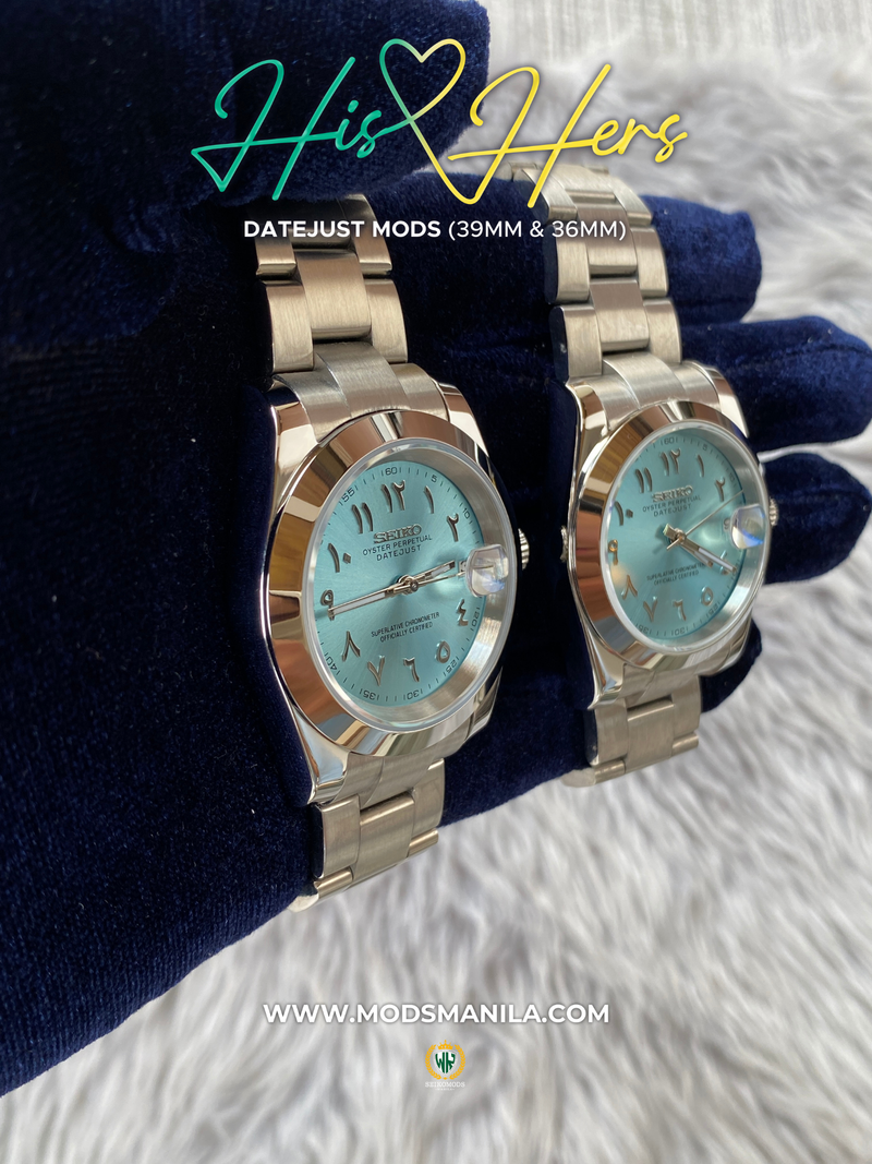 HIS&HERS TIFFANY ARABIC DATEJUST FLAT 36 & 39