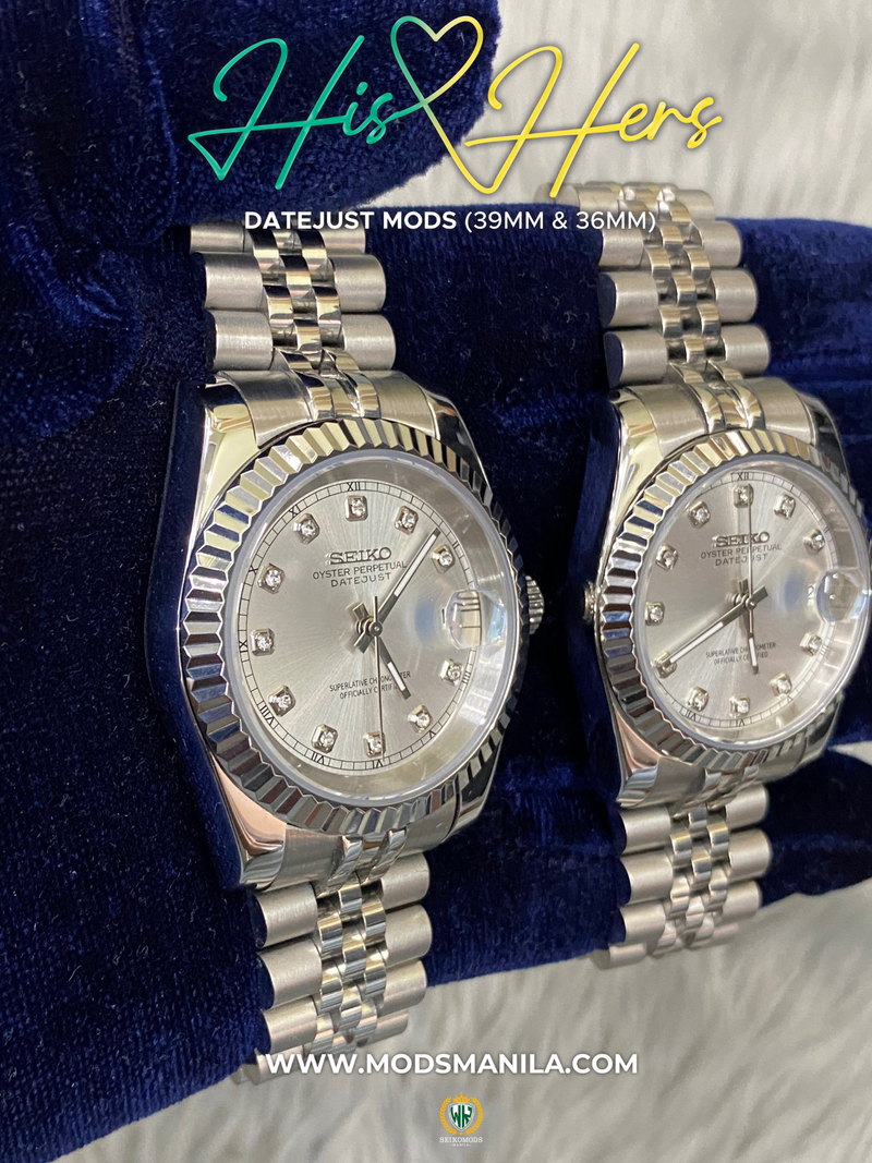 HIS&HERS WHITE DIAMOND DATEJUST FLUTED 36 & 39