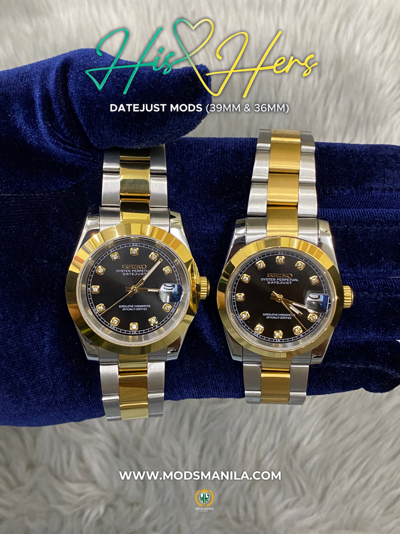 HIS&HERS BLACK GOLD DIAMOND DATEJUST FLAT 36 & 39