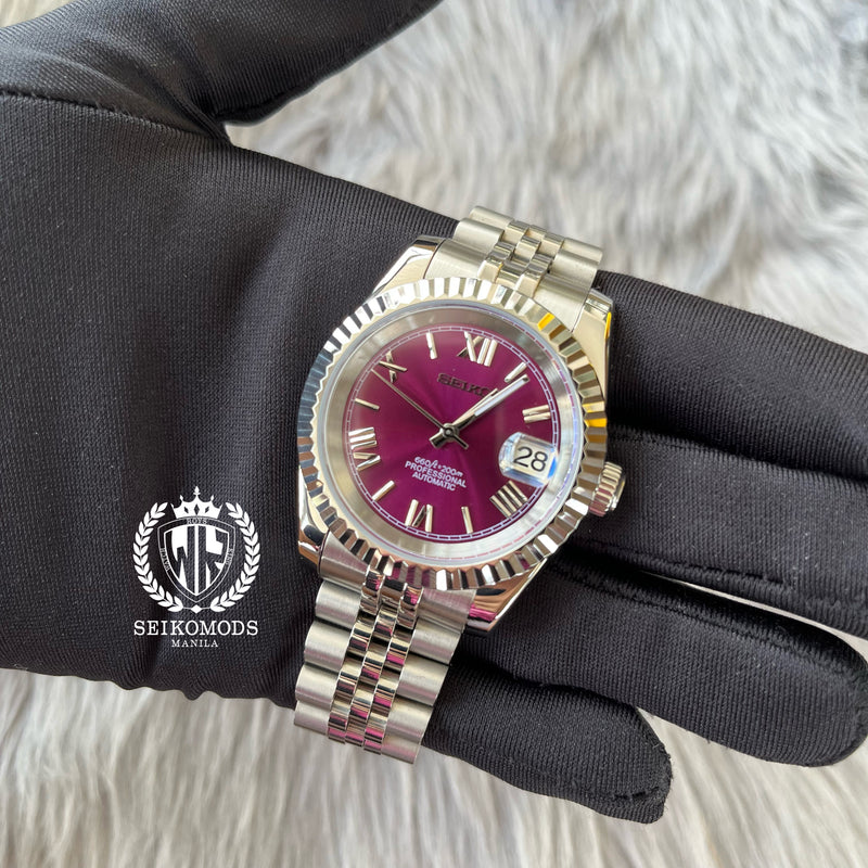 VIOLET DATEJUST FLUTED 36 & 39 (ROMAN NUMERAL)