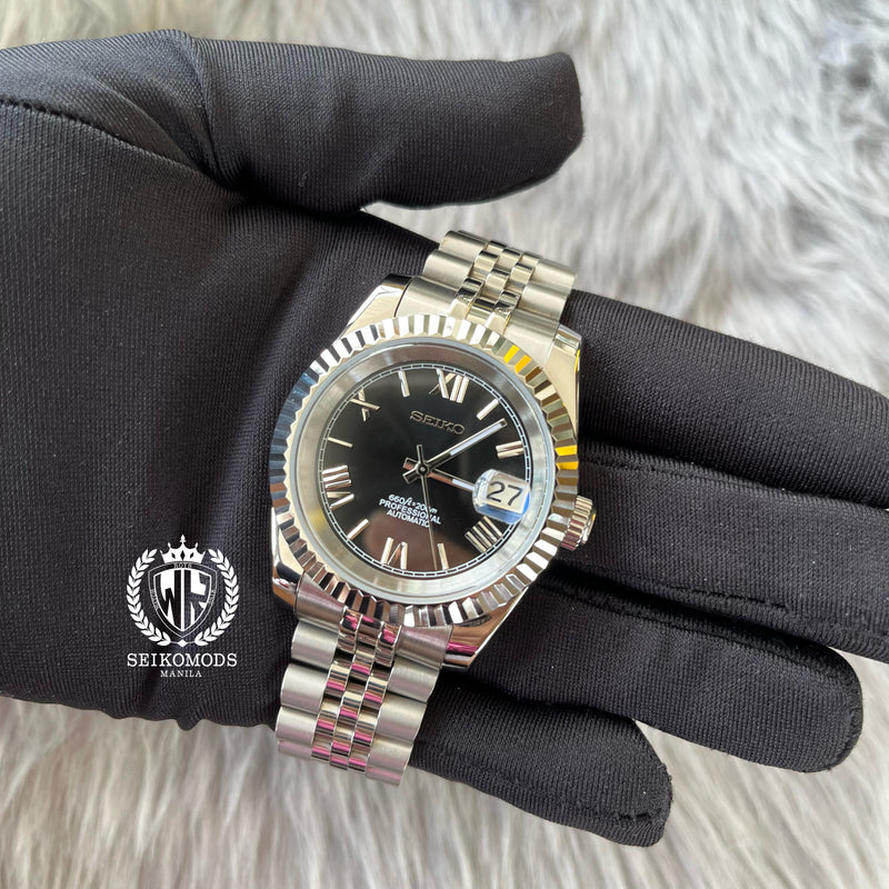 BLACK DATEJUST FLUTED 36 & 39 (ROMAN NUMERAL)