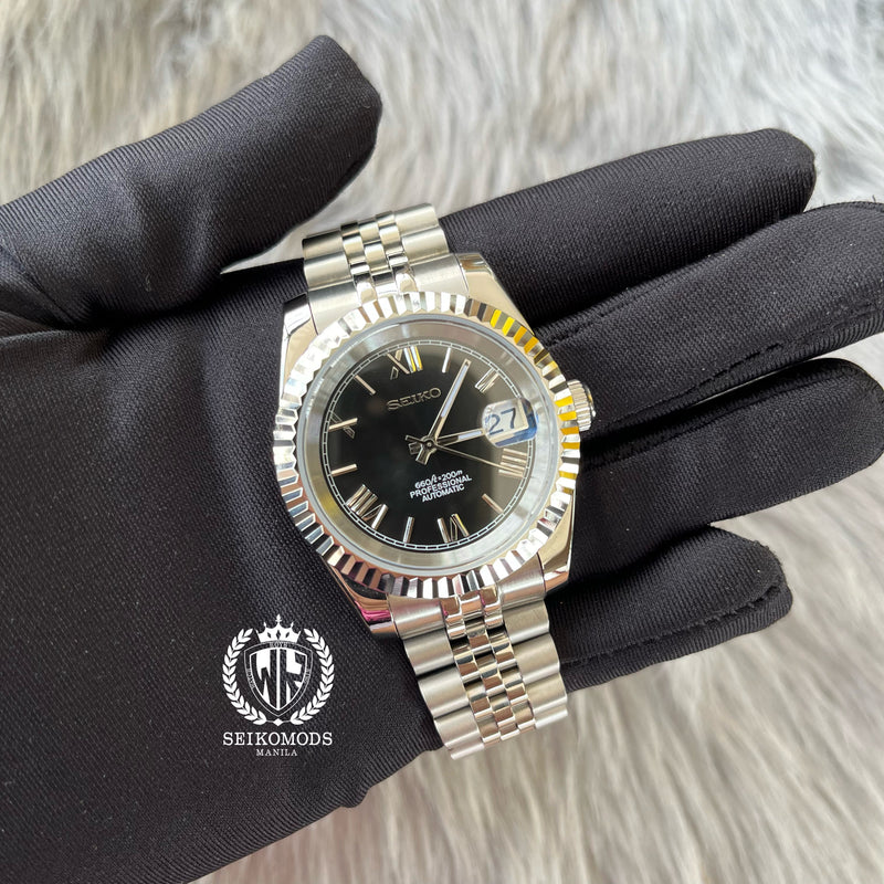 BLACK DATEJUST FLUTED 36 & 39 (ROMAN NUMERAL)