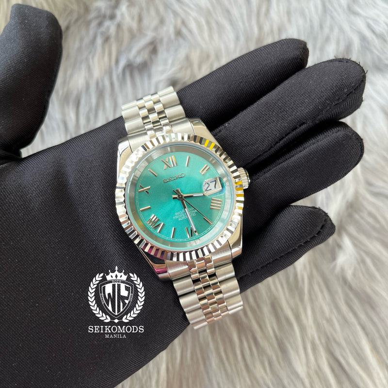 AQUA BLUE DATEJUST FLUTED 36 & 39 (ROMAN NUMERAL)