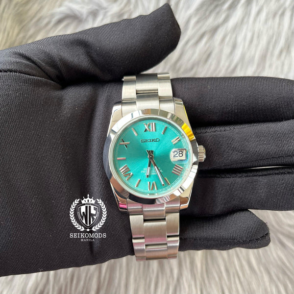 AQUA BLUE DATEJUST FLAT 36 & 39 (ROMAN NUMERAL) - SEIKOMODS MANILA