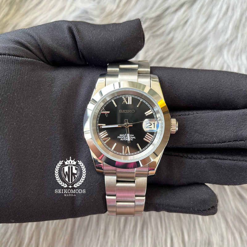 BLACK DATEJUST FLAT 36 & 39 (ROMAN NUMERAL) - SEIKOMODS MANILA