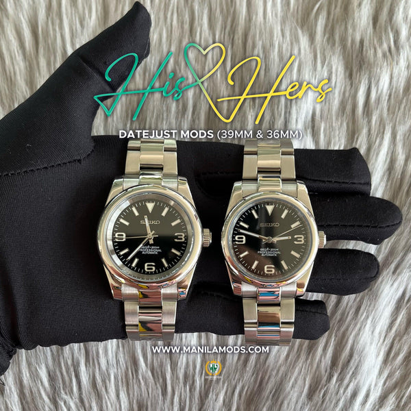 HIS&HERS BLACK OYSTER PERPETUAL 36 & 39 (369) - SEIKOMODS MANILA