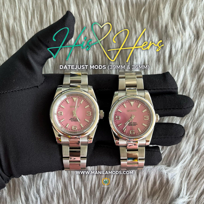 HIS&HERS PINK OYSTER PERPETUAL 36 & 39 (369) - SEIKOMODS MANILA