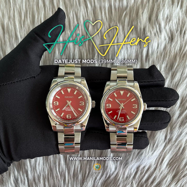 HIS&HERS RED OYSTER PERPETUAL 36 & 39 (369) - SEIKOMODS MANILA