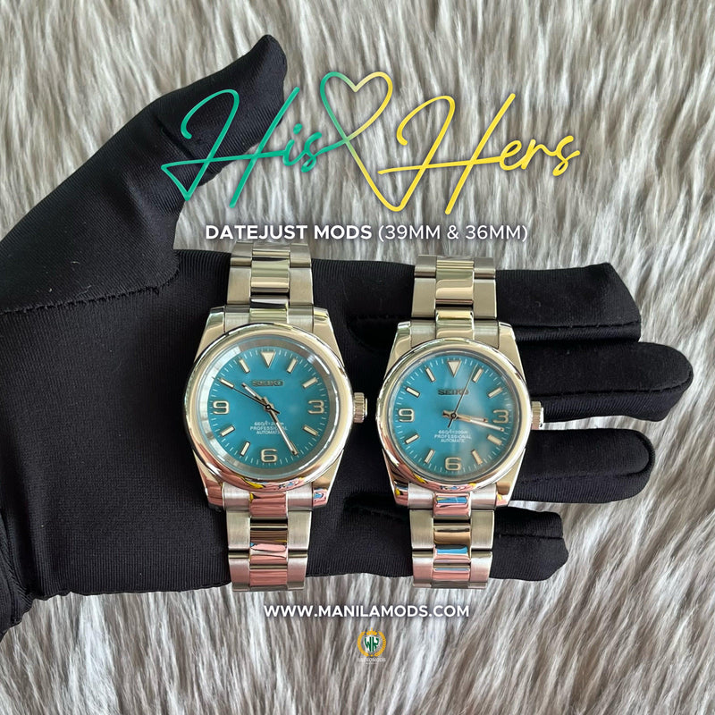 HIS&HERS SKY BLUE OYSTER PERPETUAL 36 & 39 (369) - SEIKOMODS MANILA