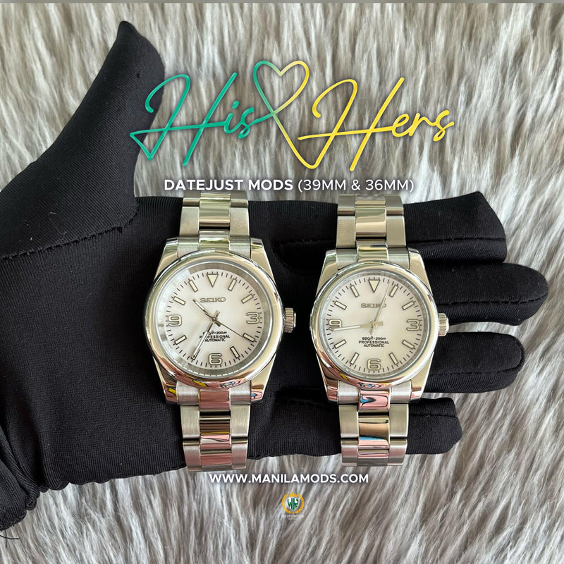 HIS&HERS WHITE OYSTER PERPETUAL 36 & 39 (369) - SEIKOMODS MANILA